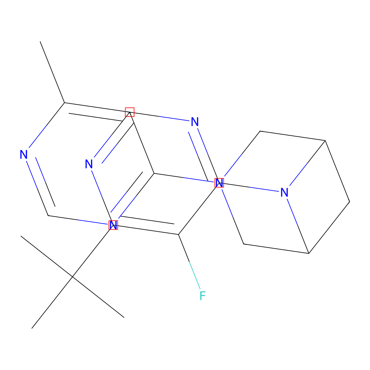 6-(6-Tert-butyl-5-fluoropyrimidin-4-yl)-3-(6-methylpyrimidin-4-yl)-3,6-diazabicyclo[3.1.1]heptane molecular structure, CAS 3054629-33-0