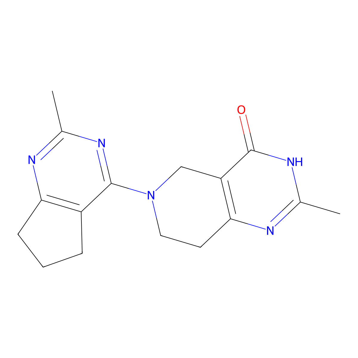 2-methyl-6-{2-methyl-5H,6H,7H-cyclopenta[d]pyrimidin-4-yl}-3H,4H,5H,6H,7H,8H-pyrido[4,3-d]pyrimidin-4-one molecular structure, CAS 3054629-37-4