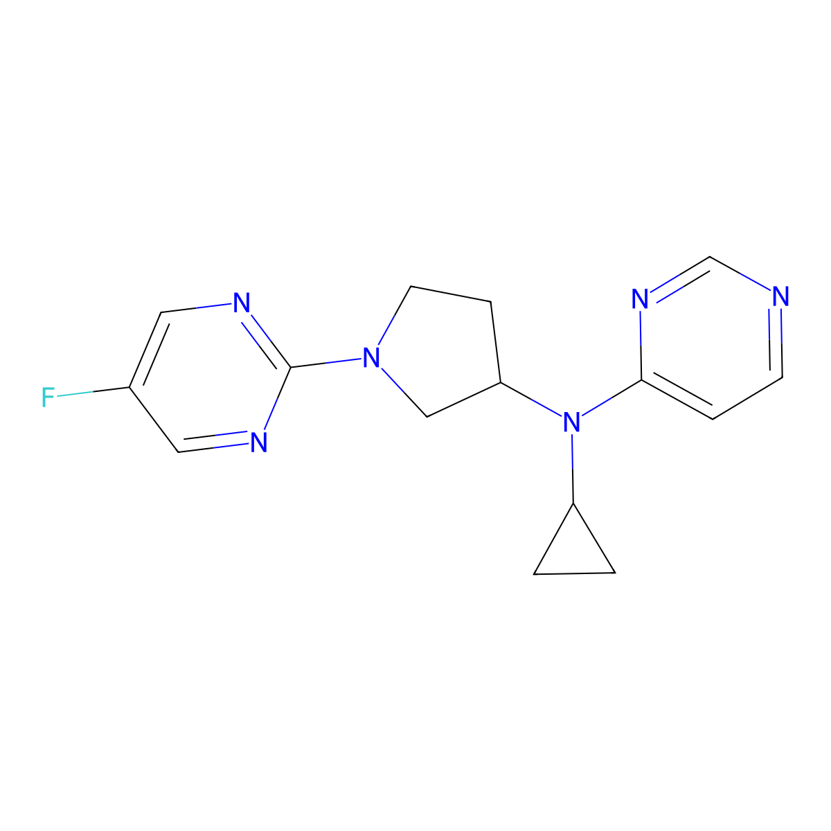 N-cyclopropyl-N-[1-(5-fluoropyrimidin-2-yl)pyrrolidin-3-yl]pyrimidin-4-amine molecular structure, CAS 3054629-42-1