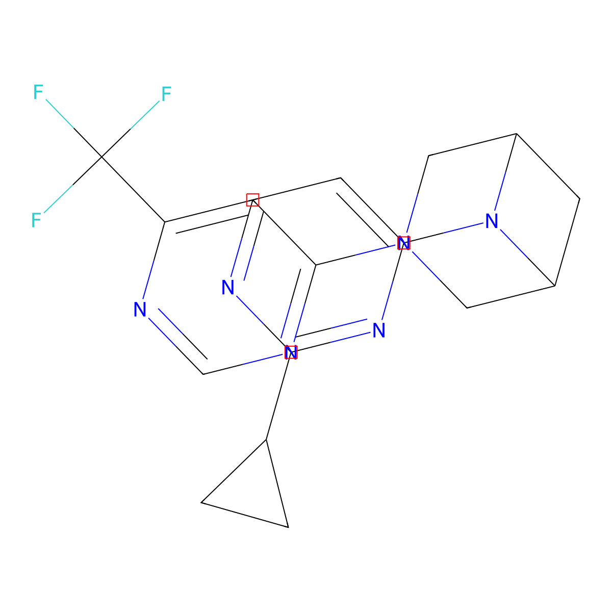 6-(2-Cyclopropylpyrimidin-4-yl)-3-[6-(trifluoromethyl)pyrimidin-4-yl]-3,6-diazabicyclo[3.1.1]heptane molecular structure, CAS 3054629-45-4