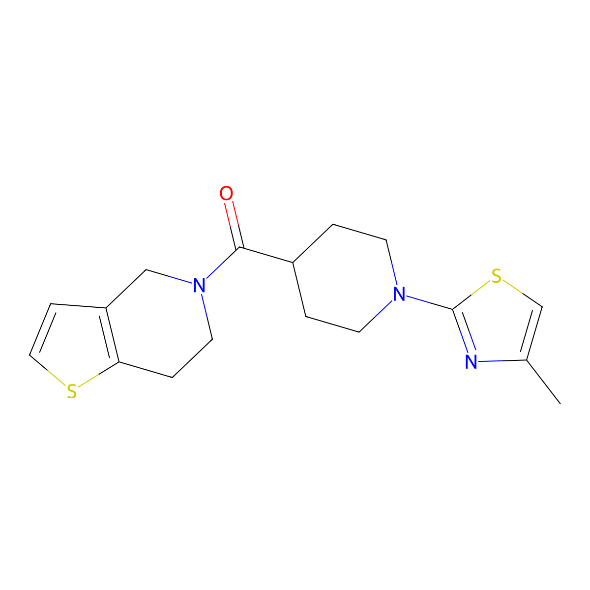 1-(4-methyl-1,3-thiazol-2-yl)-4-{4H,5H,6H,7H-thieno[3,2-c]pyridine-5-carbonyl}piperidine molecular structure, CAS 3054629-46-5
