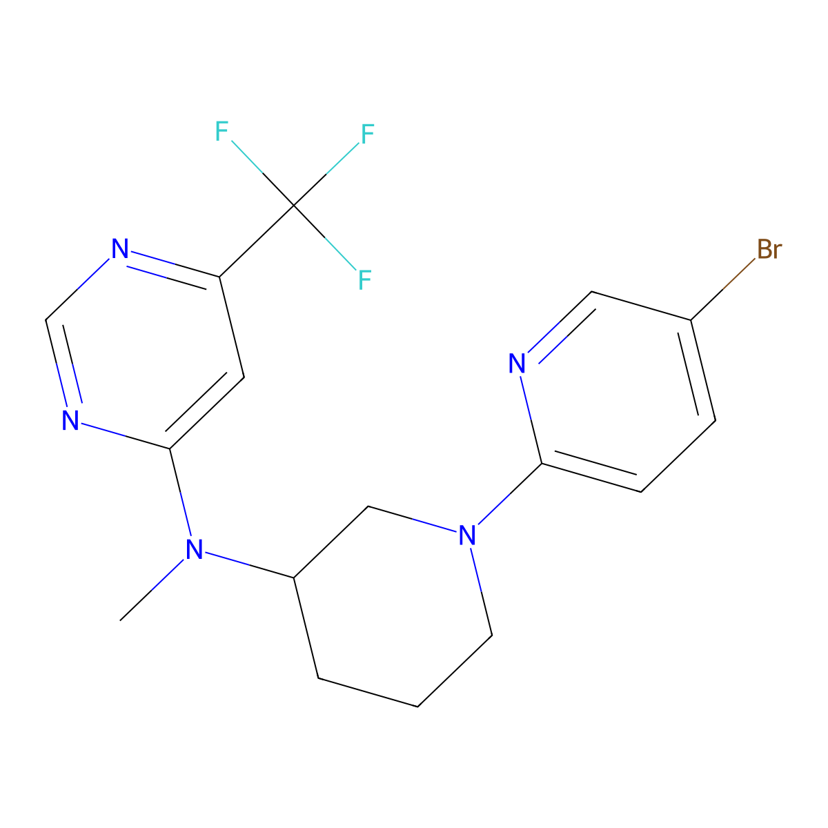 N-[1-(5-bromopyridin-2-yl)piperidin-3-yl]-N-methyl-6-(trifluoromethyl)pyrimidin-4-amine molecular structure, CAS 3054629-47-6