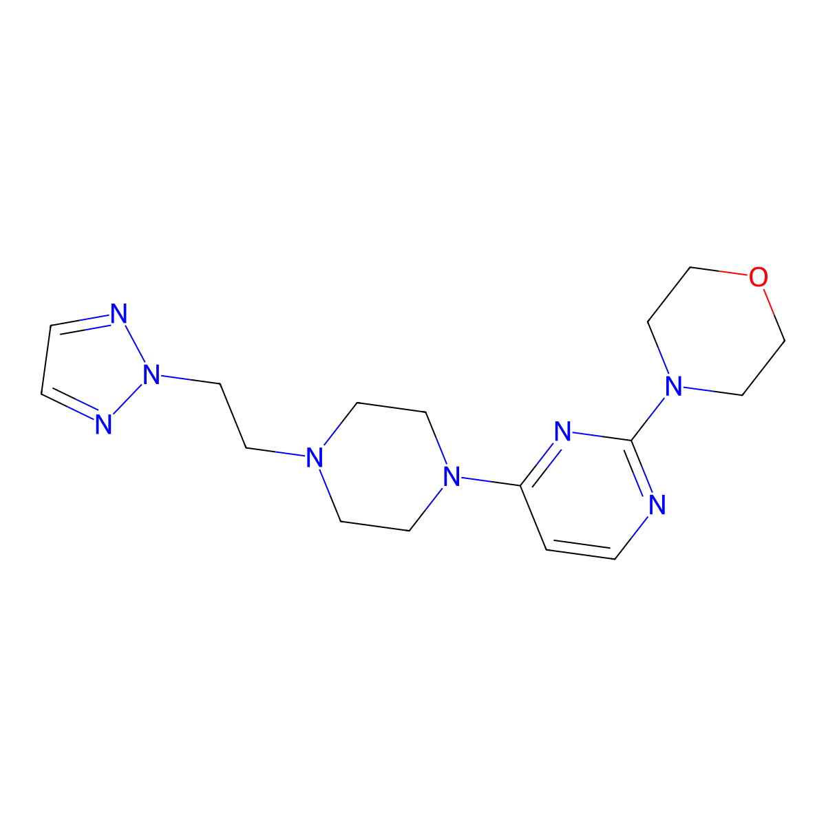 4-(4-{4-[2-(2H-1,2,3-triazol-2-yl)ethyl]piperazin-1-yl}pyrimidin-2-yl)morpholine molecular structure, CAS 3054629-48-7