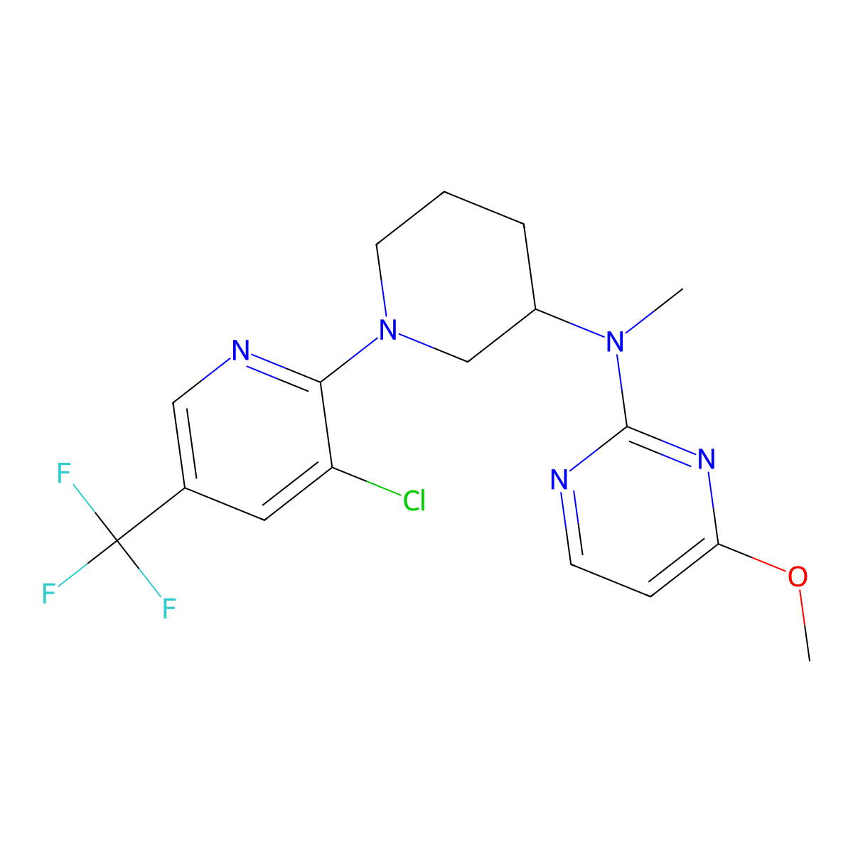 N-[1-[3-chloro-5-(trifluoromethyl)-2-pyridinyl]piperidin-3-yl]-4-methoxy-N-methylpyrimidin-2-amine molecular structure, CAS 3054629-53-4