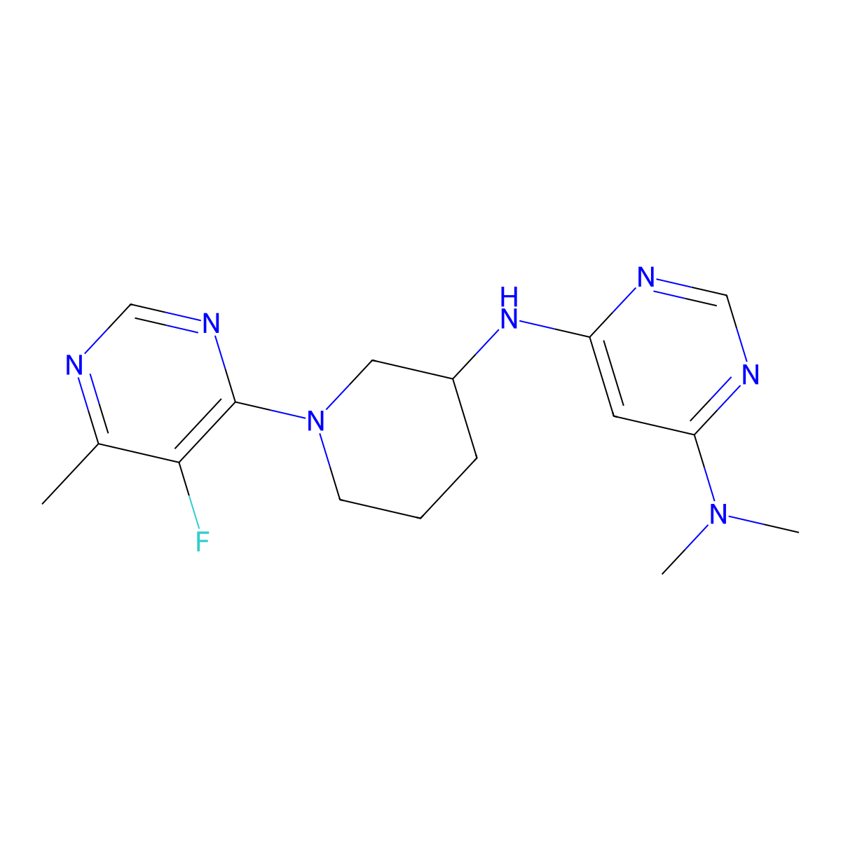 N6-[1-(5-fluoro-6-methylpyrimidin-4-yl)piperidin-3-yl]-N4,N4-dimethylpyrimidine-4,6-diamine molecular structure, CAS 3054629-56-7