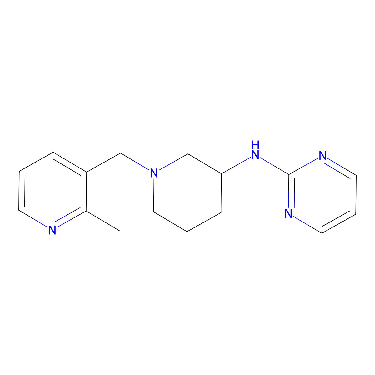 N-{1-[(2-methylpyridin-3-yl)methyl]piperidin-3-yl}pyrimidin-2-amine molecular structure, CAS 3054629-59-0