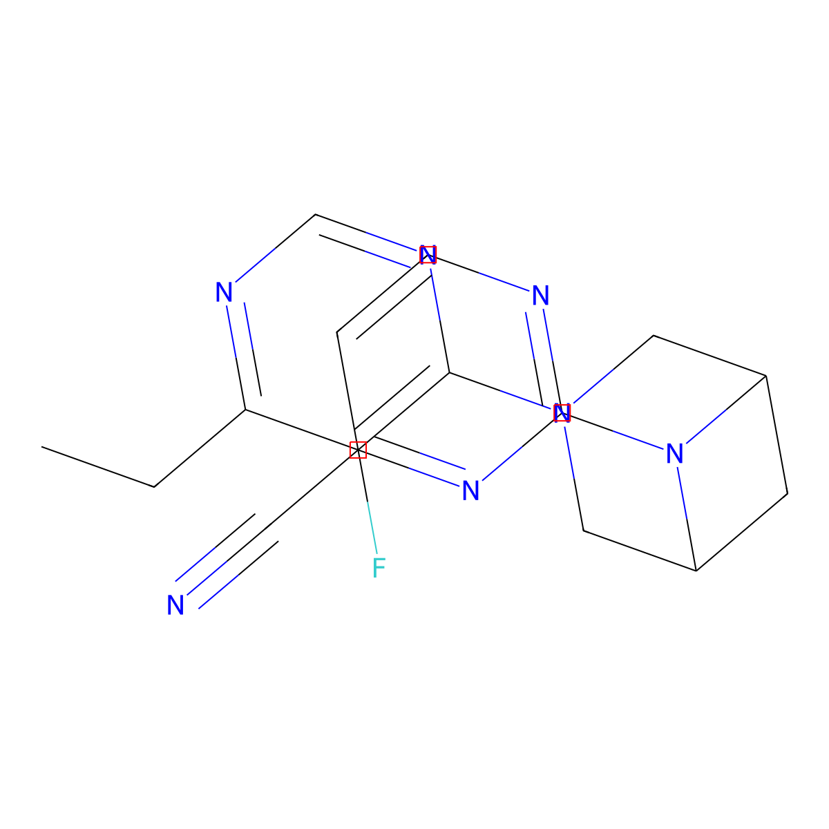 2-[3-(6-Ethyl-5-fluoropyrimidin-4-yl)-3,6-diazabicyclo[3.1.1]heptan-6-yl]pyrimidine-4-carbonitrile molecular structure, CAS 3054629-60-3