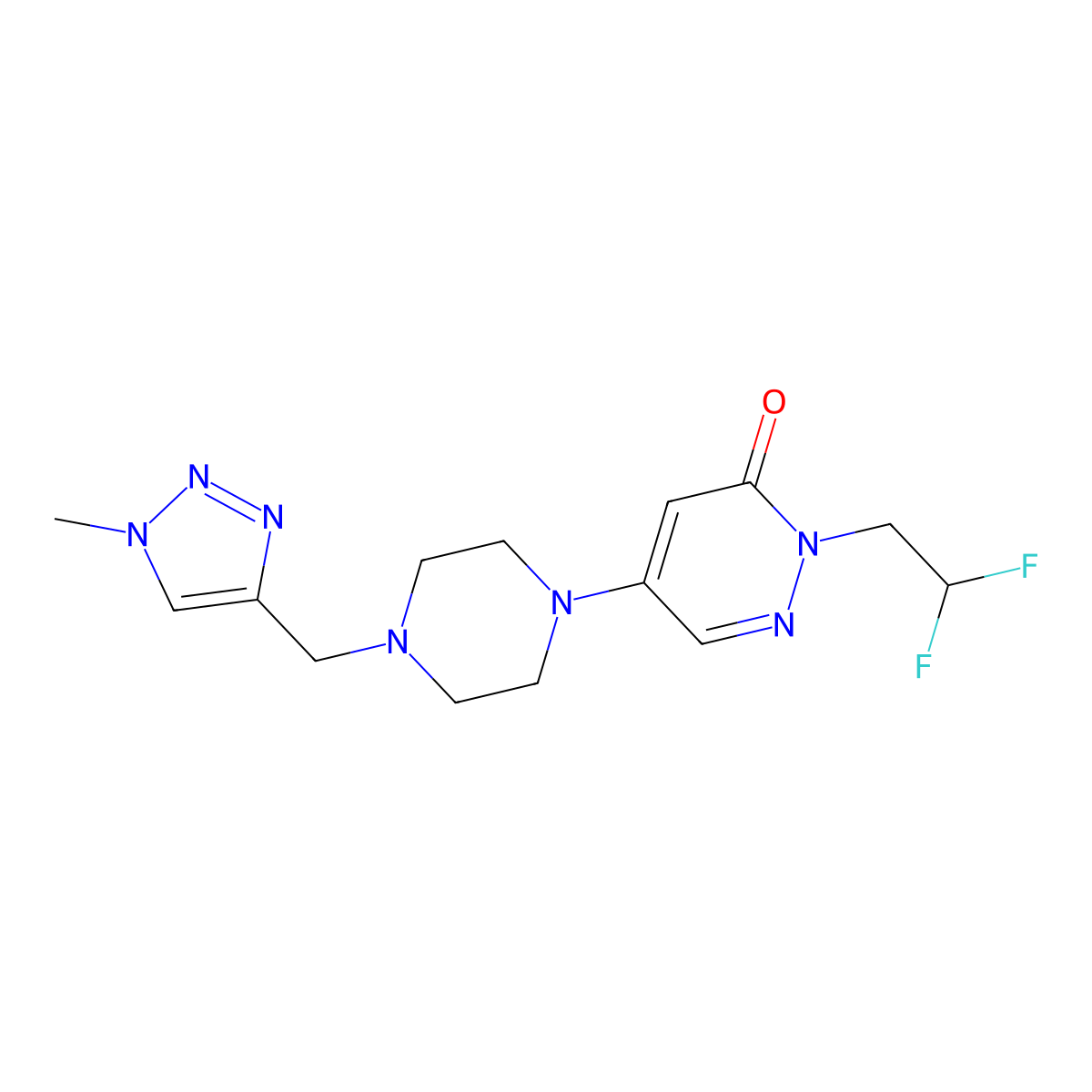 2-(2,2-difluoroethyl)-5-{4-[(1-methyl-1H-1,2,3-triazol-4-yl)methyl]piperazin-1-yl}-2,3-dihydropyridazin-3-one molecular structure, CAS 3054629-61-4