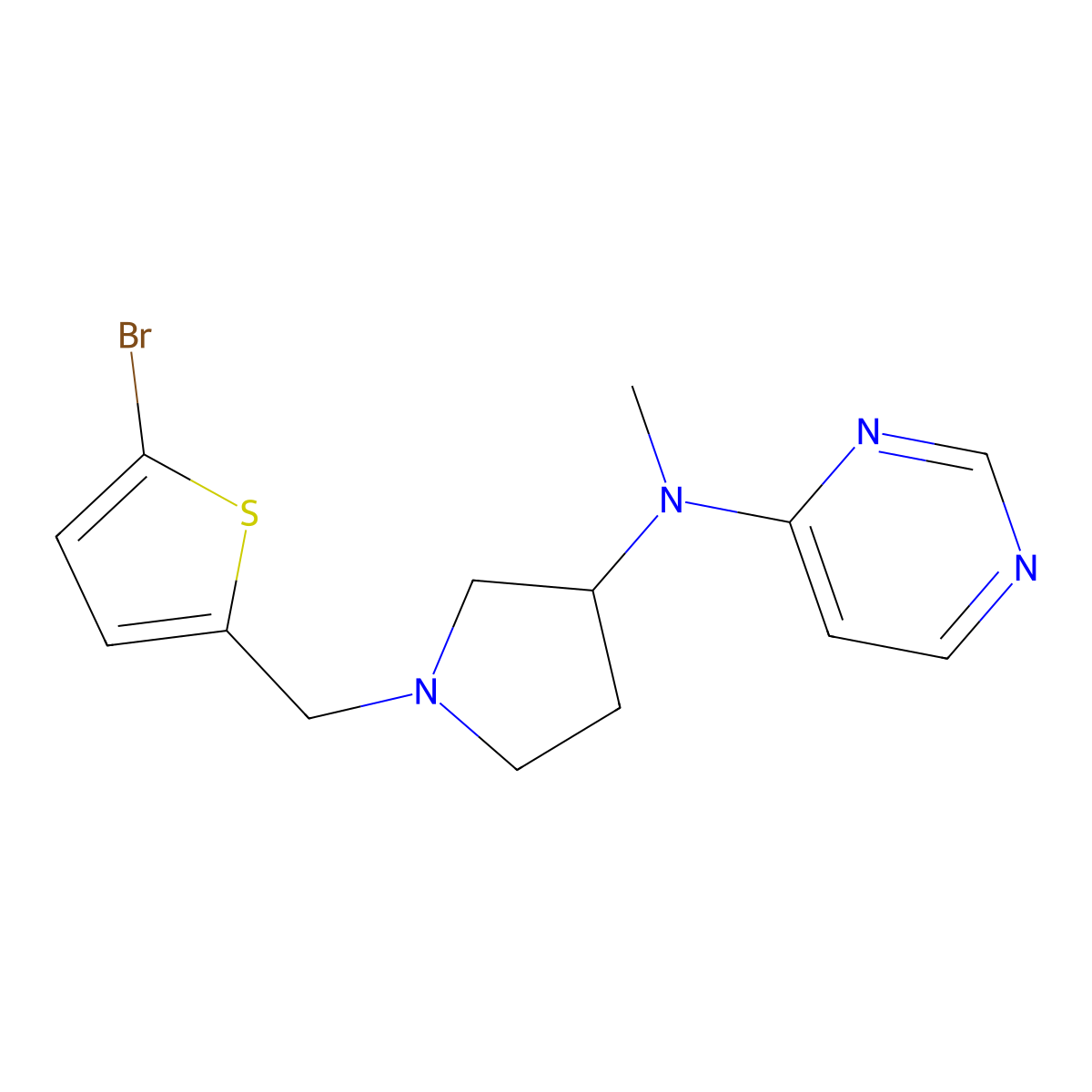 N-{1-[(5-bromothiophen-2-yl)methyl]pyrrolidin-3-yl}-N-methylpyrimidin-4-amine molecular structure, CAS 3054629-64-7