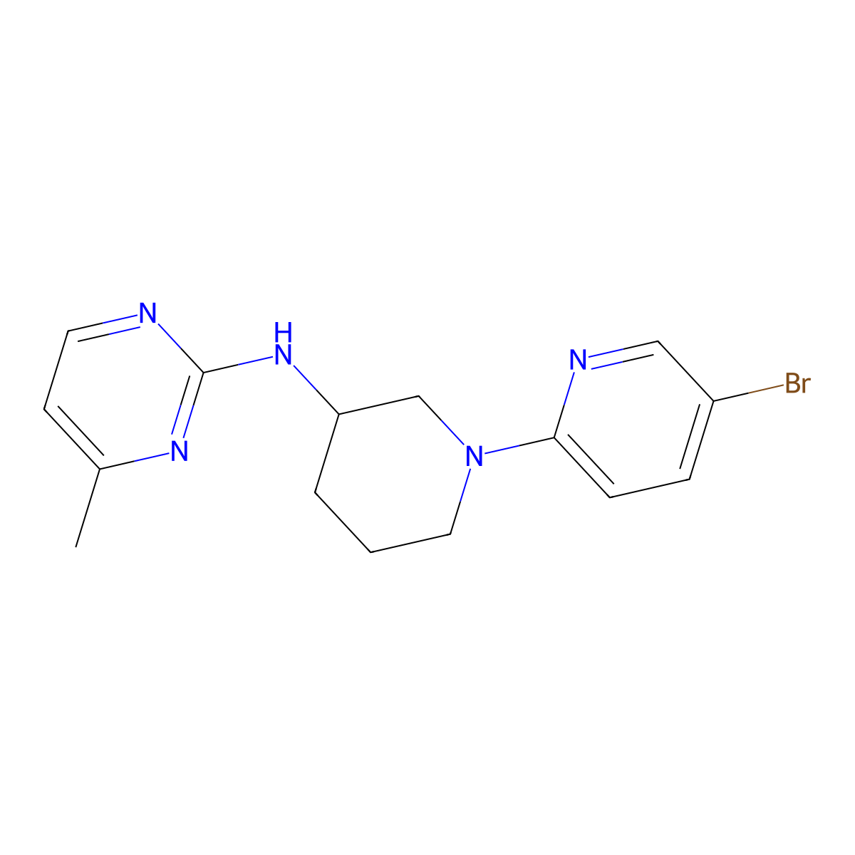 N-[1-(5-bromopyridin-2-yl)piperidin-3-yl]-4-methylpyrimidin-2-amine molecular structure, CAS 3054629-67-0