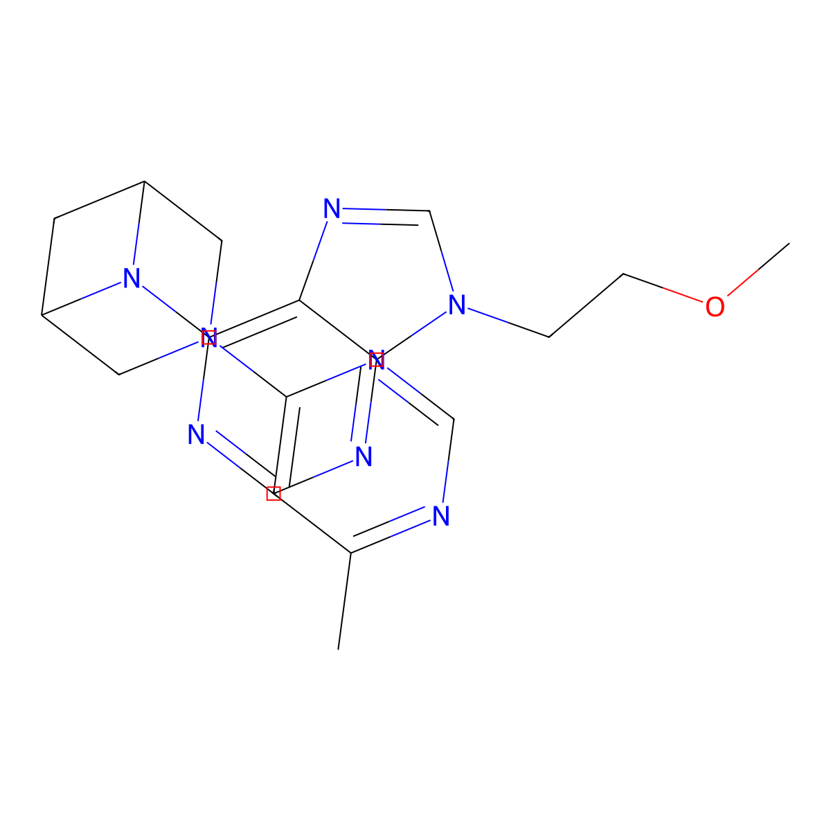 9-(2-methoxyethyl)-6-[3-(6-methylpyrimidin-4-yl)-3,6-diazabicyclo[3.1.1]heptan-6-yl]-9H-purine molecular structure, CAS 3054629-68-1