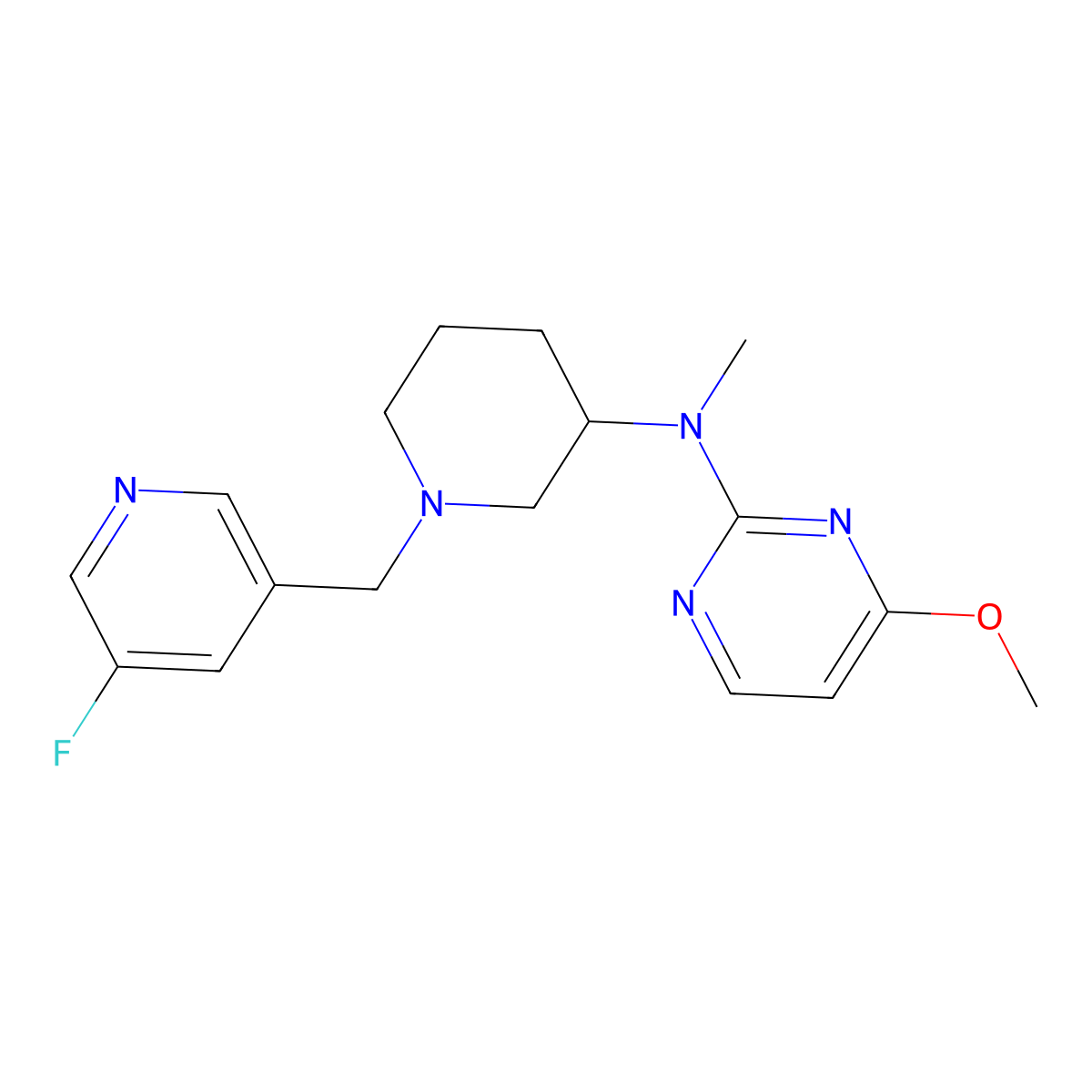 N-{1-[(5-fluoropyridin-3-yl)methyl]piperidin-3-yl}-4-methoxy-N-methylpyrimidin-2-amine molecular structure, CAS 3054629-69-2