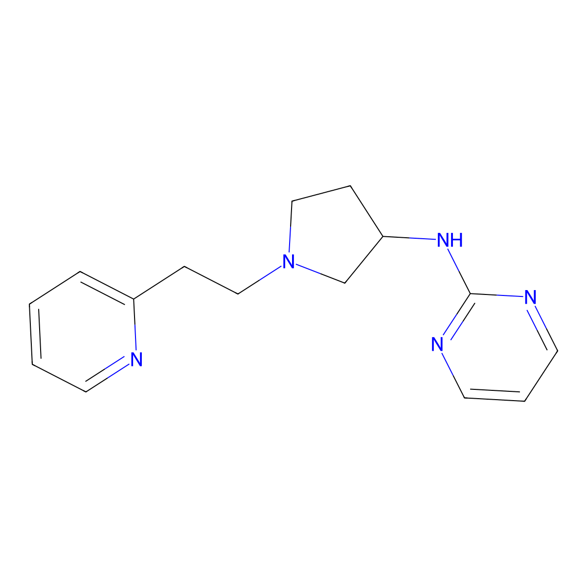 N-{1-[2-(pyridin-2-yl)ethyl]pyrrolidin-3-yl}pyrimidin-2-amine molecular structure, CAS 3054629-71-6