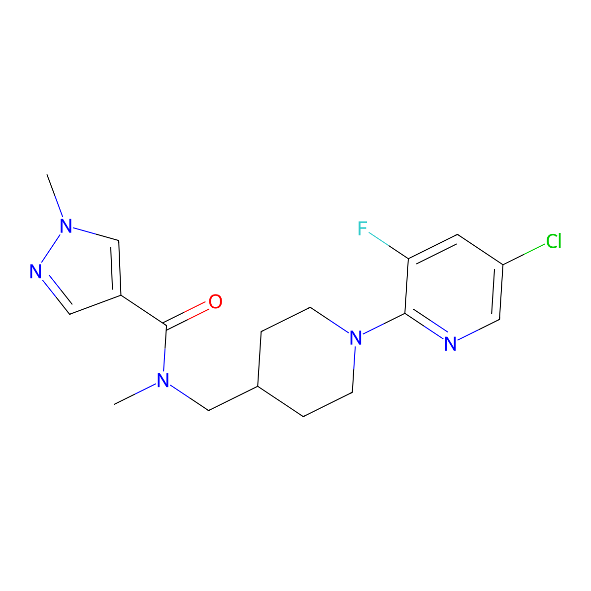N-{[1-(5-chloro-3-fluoropyridin-2-yl)piperidin-4-yl]methyl}-N,1-dimethyl-1H-pyrazole-4-carboxamide molecular structure, CAS 3054629-77-2