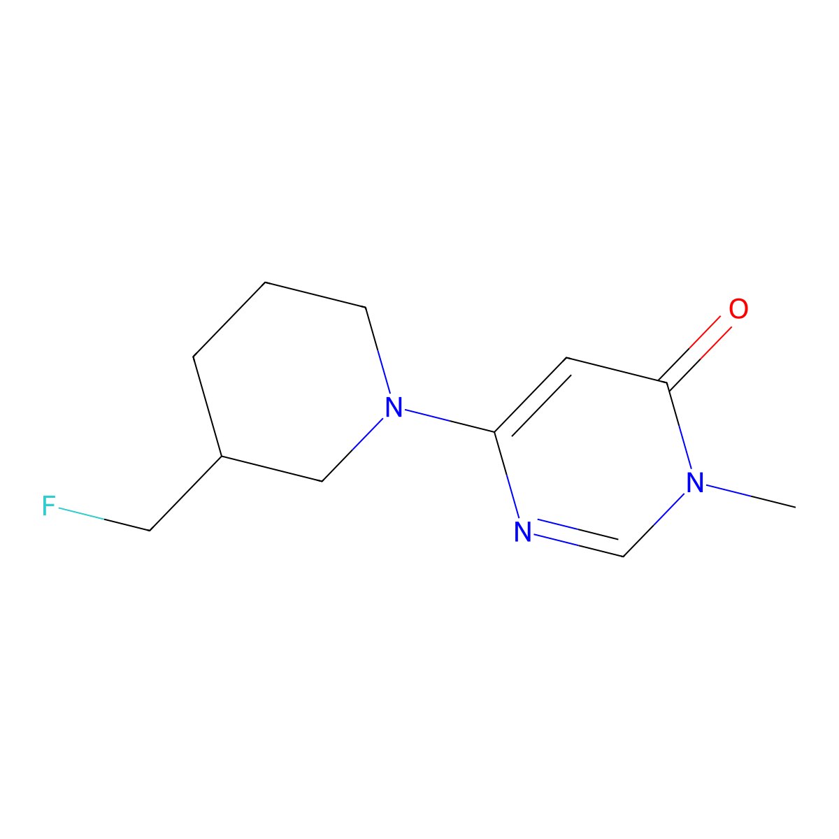 6-[3-(Fluoromethyl)piperidin-1-yl]-3-methyl-3,4-dihydropyrimidin-4-one molecular structure, CAS 3054629-78-3
