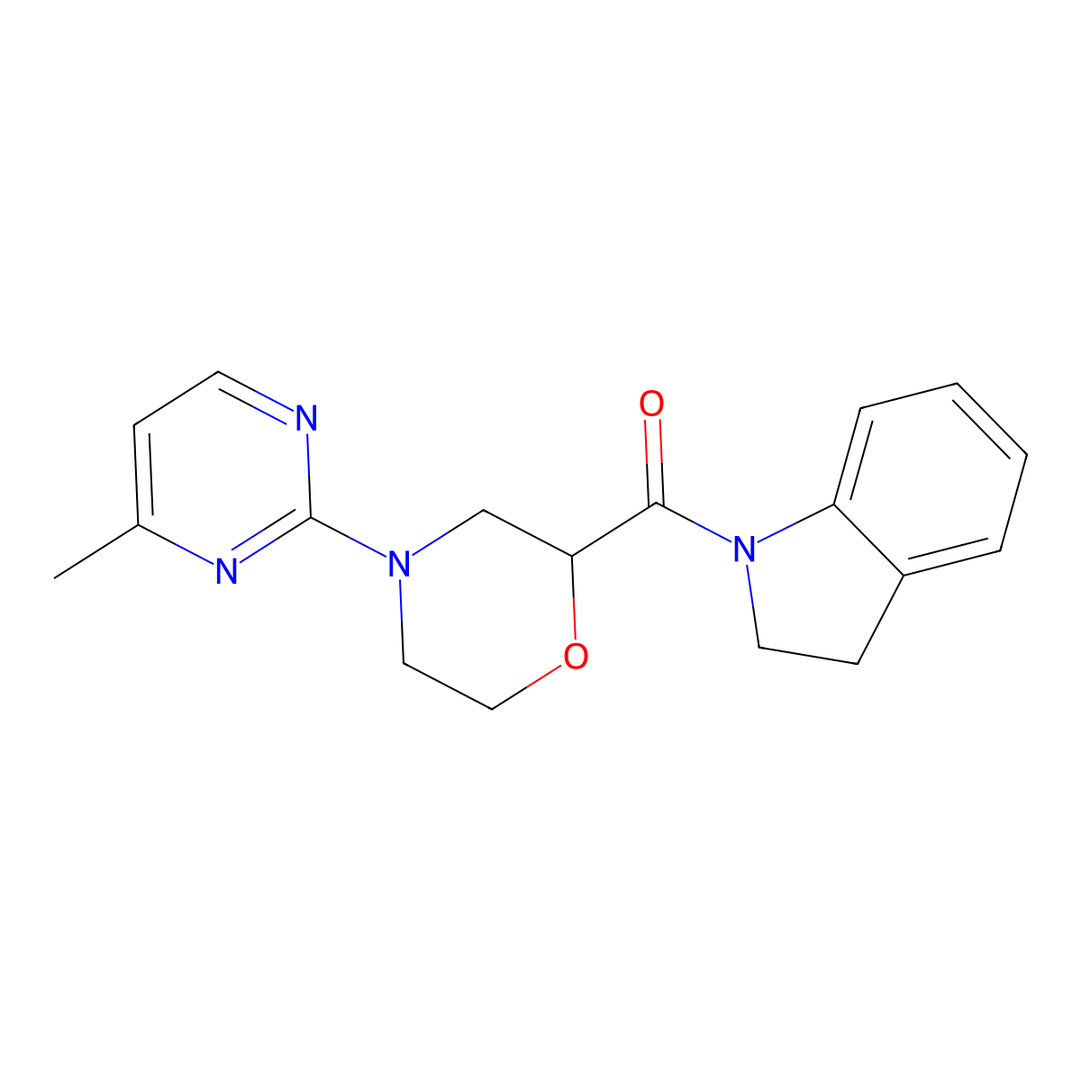 1-[4-(4-methylpyrimidin-2-yl)morpholine-2-carbonyl]-2,3-dihydro-1H-indole molecular structure, CAS 3054629-80-7