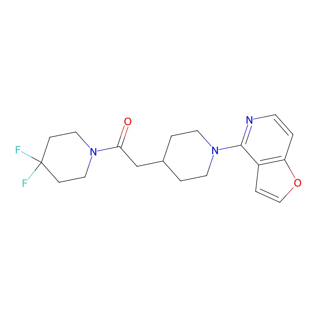 1-(4,4-Difluoropiperidin-1-yl)-2-(1-{furo[3,2-c]pyridin-4-yl}piperidin-4-yl)ethan-1-one molecular structure, CAS 3054629-81-8