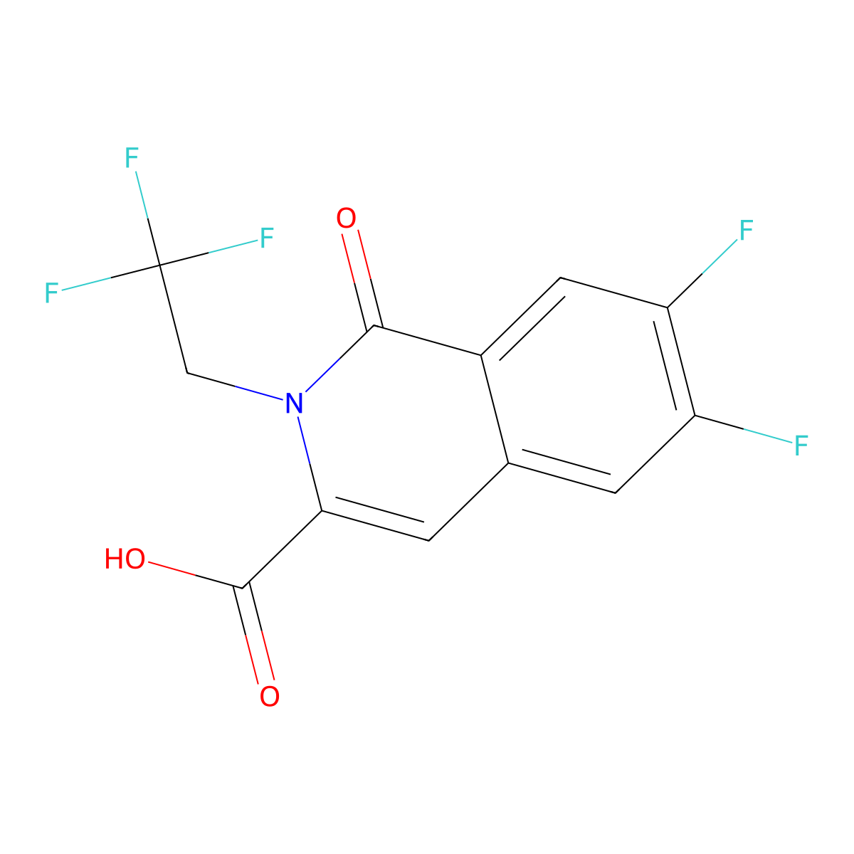 6,7-Difluoro-1-oxo-2-(2,2,2-trifluoroethyl)-1,2-dihydroisoquinoline-3-carboxylic acid molecular structure, CAS 3054629-88-5