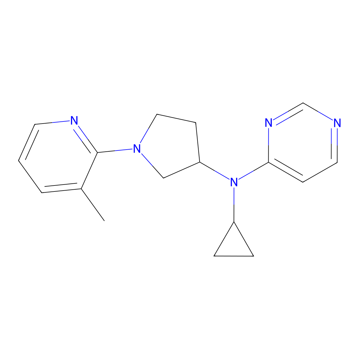 N-cyclopropyl-N-[1-(3-methylpyridin-2-yl)pyrrolidin-3-yl]pyrimidin-4-amine molecular structure, CAS 3054629-90-9