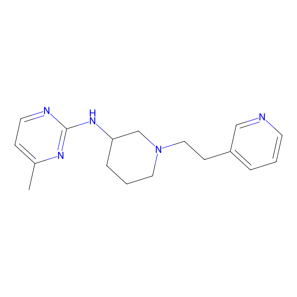 4-methyl-N-{1-[2-(pyridin-3-yl)ethyl]piperidin-3-yl}pyrimidin-2-amine molecular structure, CAS 3054629-91-0