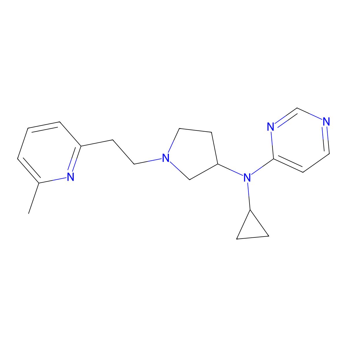 N-cyclopropyl-N-{1-[2-(6-methylpyridin-2-yl)ethyl]pyrrolidin-3-yl}pyrimidin-4-amine molecular structure, CAS 3054629-97-6