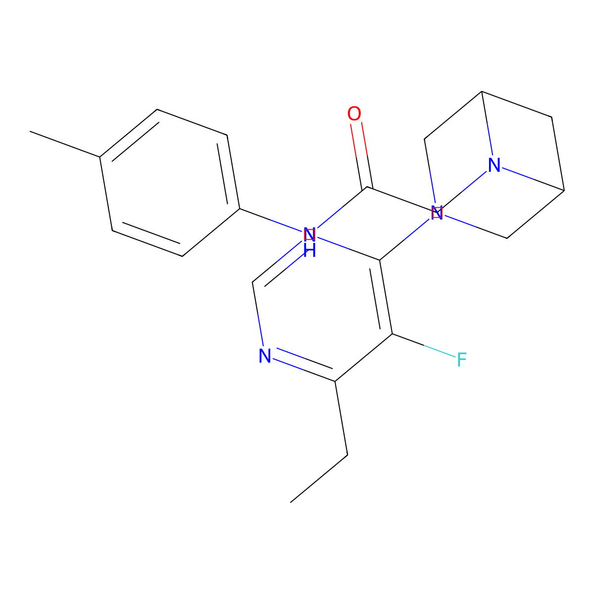 2-[3-(6-ethyl-5-fluoropyrimidin-4-yl)-3,6-diazabicyclo[3.1.1]heptan-6-yl]-N-(4-methylphenyl)acetamide molecular structure, CAS 3054629-98-7