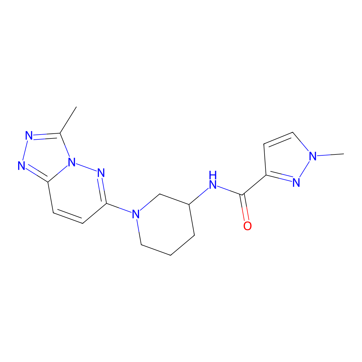 1-methyl-N-(1-{3-methyl-[1,2,4]triazolo[4,3-b]pyridazin-6-yl}piperidin-3-yl)-1H-pyrazole-3-carboxamide molecular structure, CAS 3054630-11-1