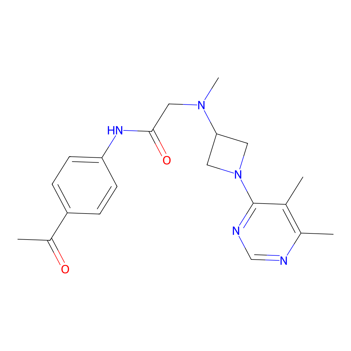 N-(4-acetylphenyl)-2-{[1-(5,6-dimethylpyrimidin-4-yl)azetidin-3-yl](methyl)amino}acetamide molecular structure, CAS 3054630-13-3