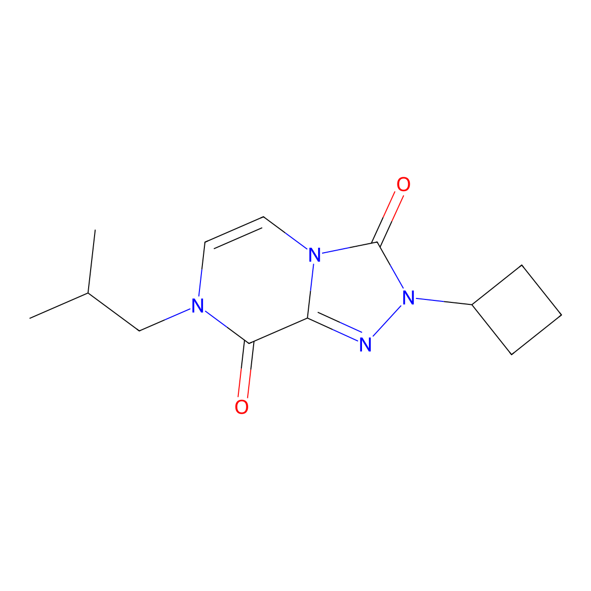 2-cyclobutyl-7-(2-methylpropyl)-2H,3H,7H,8H-[1,2,4]triazolo[4,3-a]pyrazine-3,8-dione molecular structure, CAS 3054630-14-4
