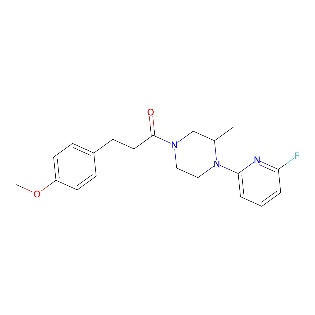 1-[4-(6-Fluoropyridin-2-yl)-3-methylpiperazin-1-yl]-3-(4-methoxyphenyl)propan-1-one molecular structure, CAS 3054630-18-8