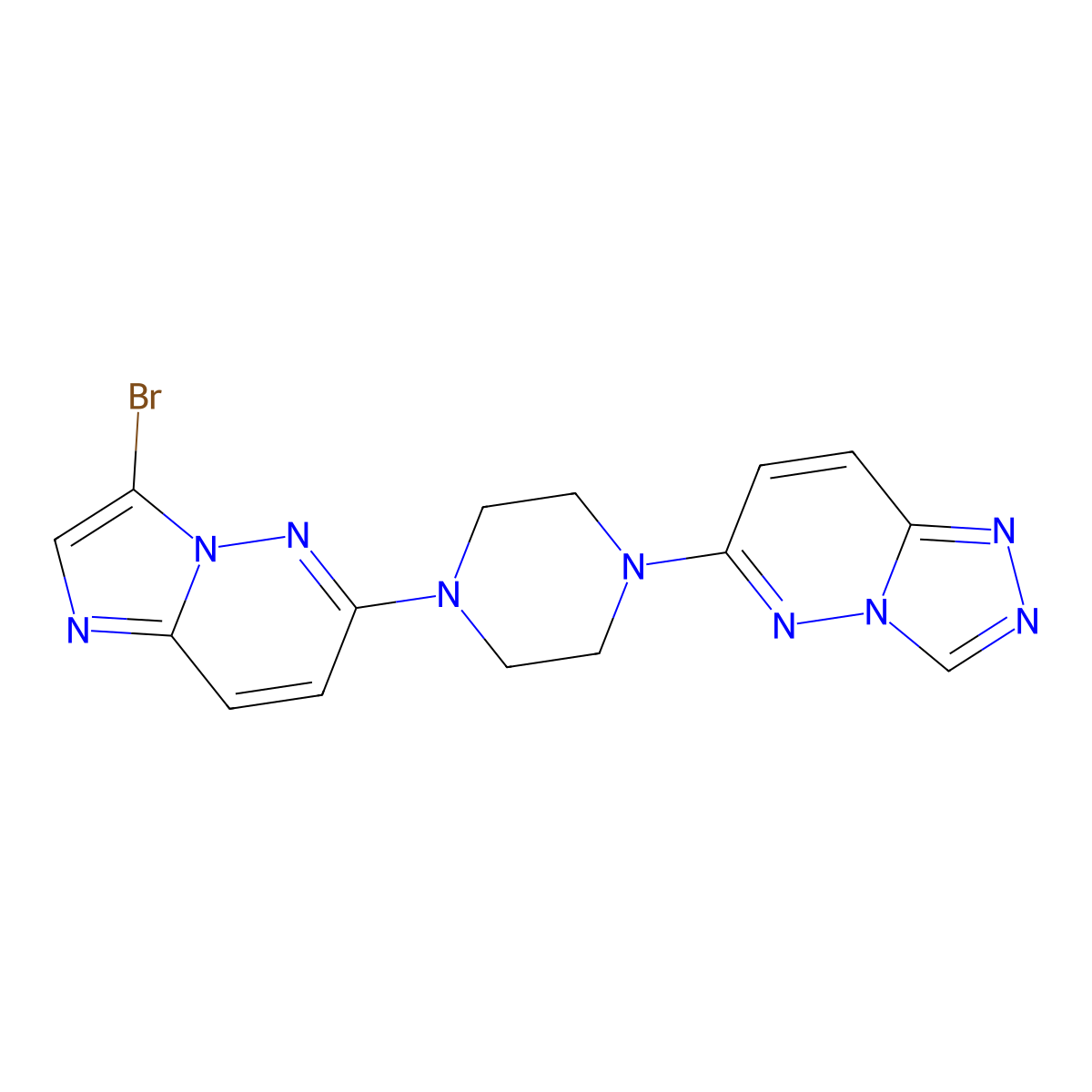 1-{3-Bromoimidazo[1,2-b]pyridazin-6-yl}-4-{[1,2,4]triazolo[4,3-b]pyridazin-6-yl}piperazine molecular structure, CAS 3054630-37-1