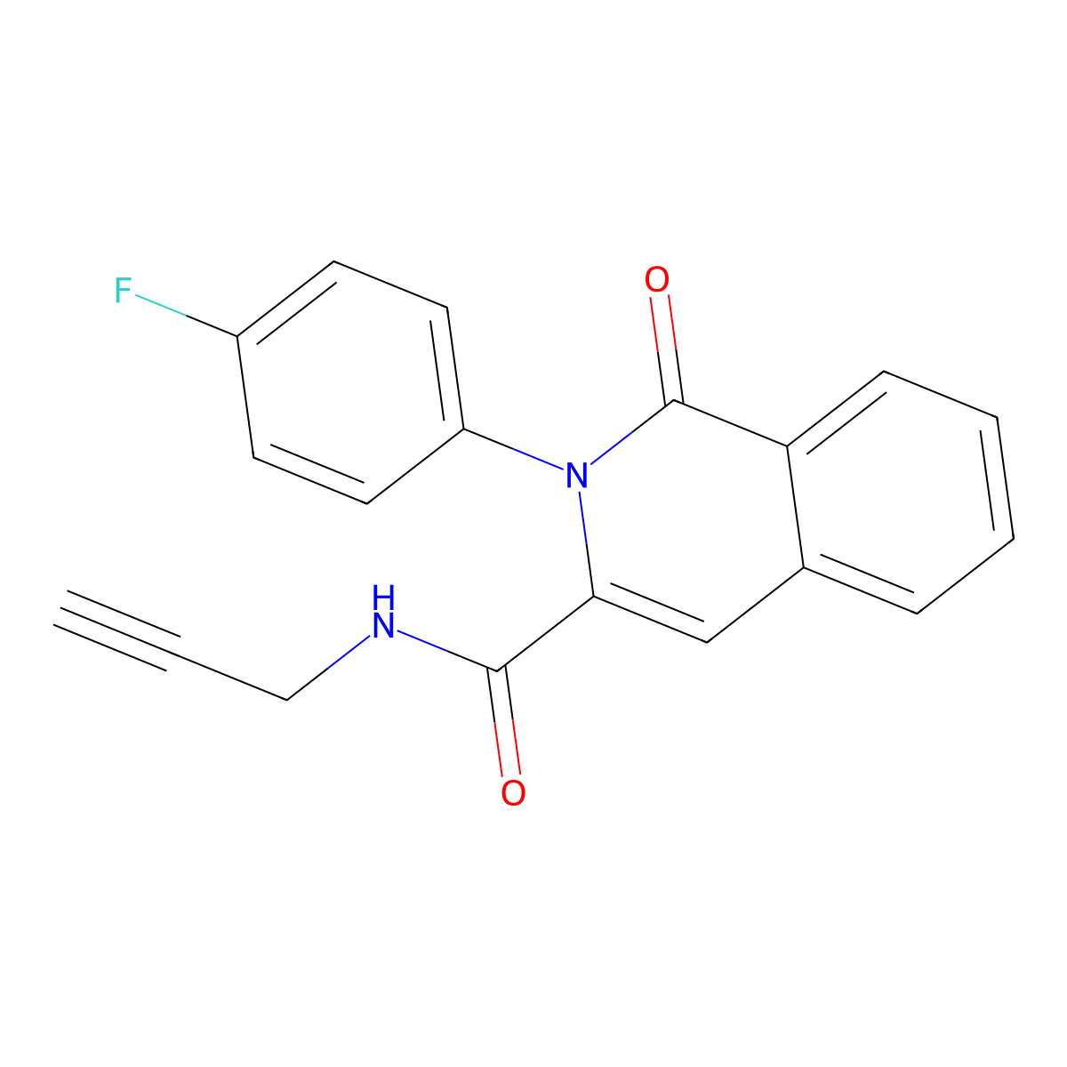 2-(4-fluorophenyl)-1-oxo-N-(prop-2-yn-1-yl)-1,2-dihydroisoquinoline-3-carboxamide molecular structure, CAS 3054630-40-6