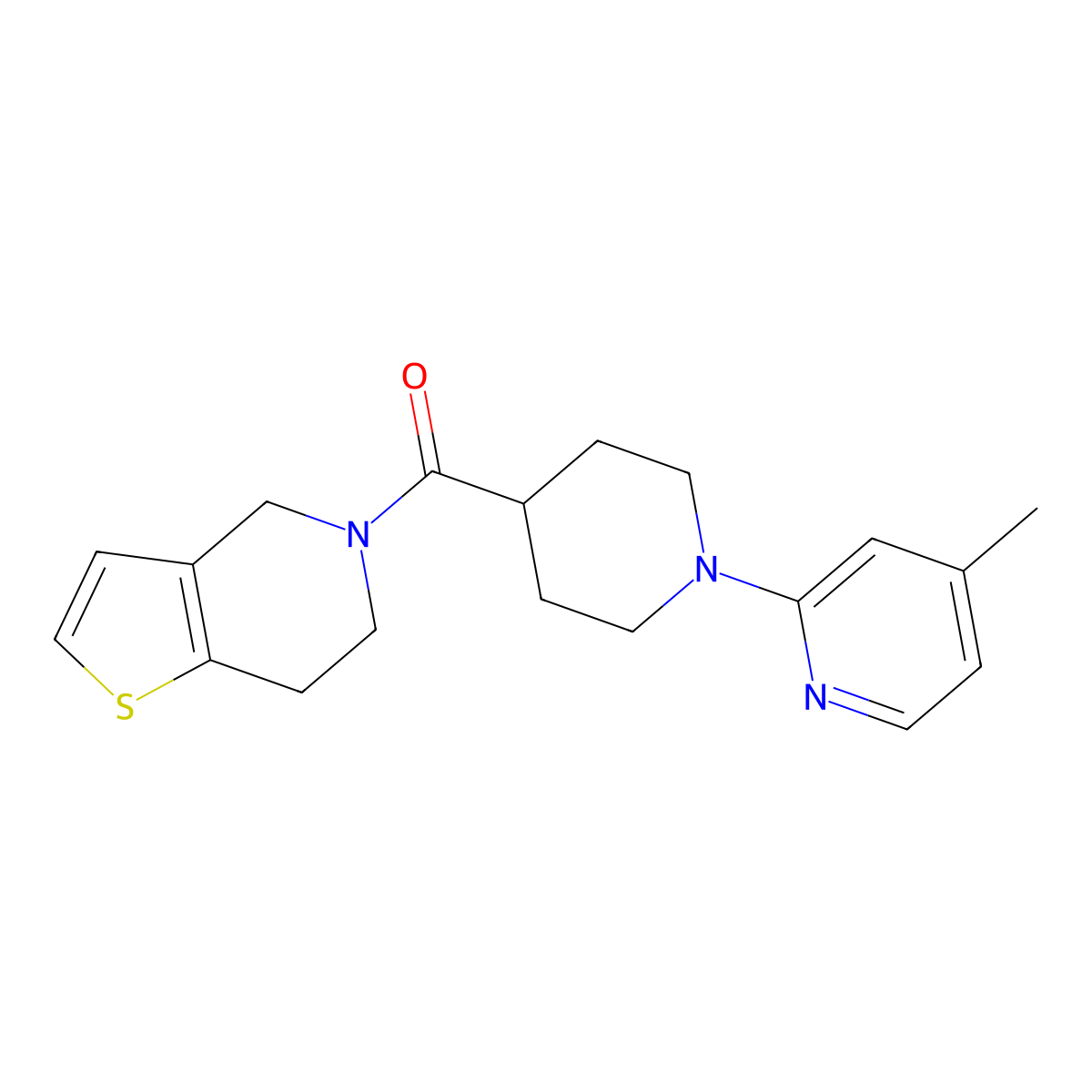 4-methyl-2-(4-{4H,5H,6H,7H-thieno[3,2-c]pyridine-5-carbonyl}piperidin-1-yl)pyridine molecular structure, CAS 3054630-41-7