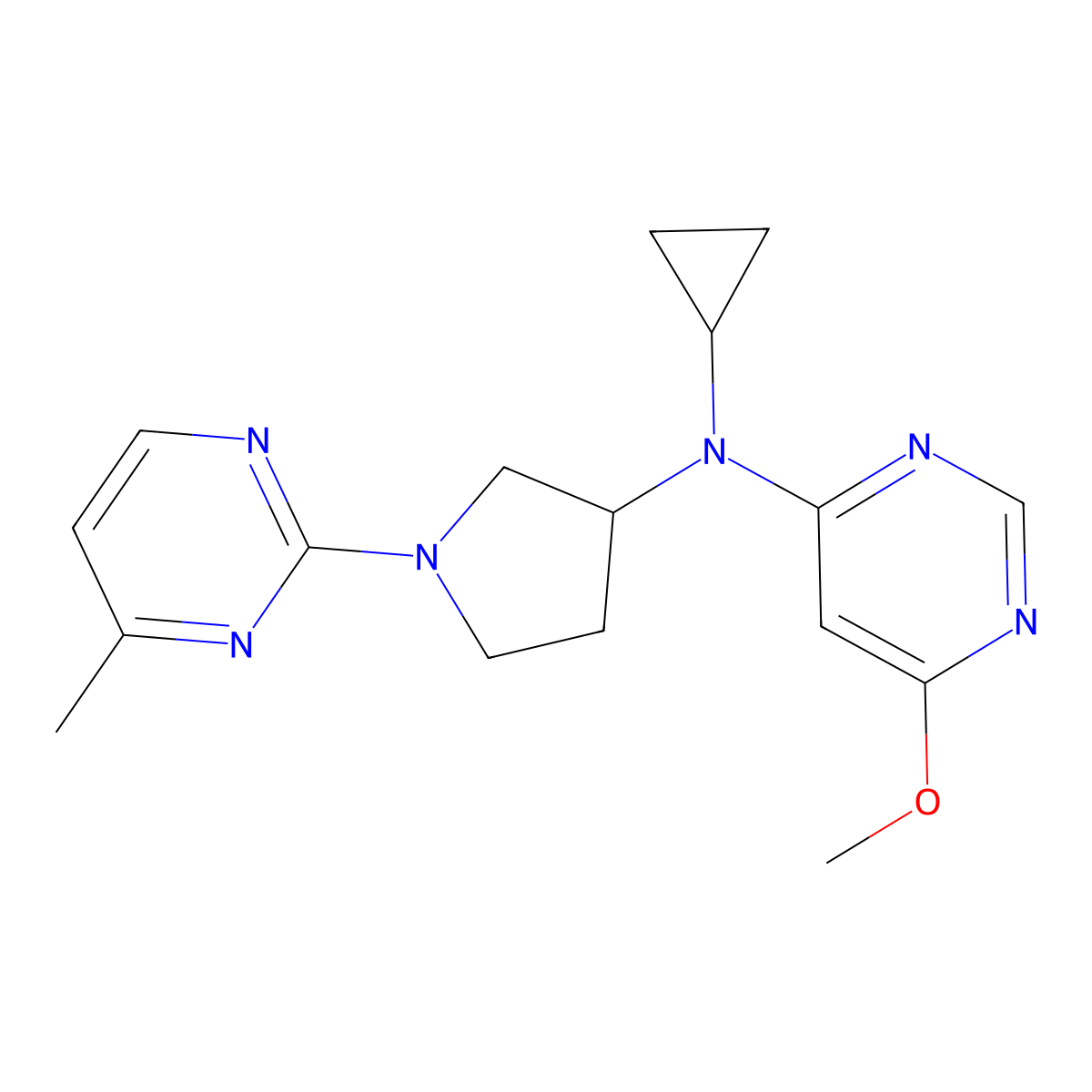 N-cyclopropyl-6-methoxy-N-[1-(4-methylpyrimidin-2-yl)pyrrolidin-3-yl]pyrimidin-4-amine molecular structure, CAS 3054630-42-8