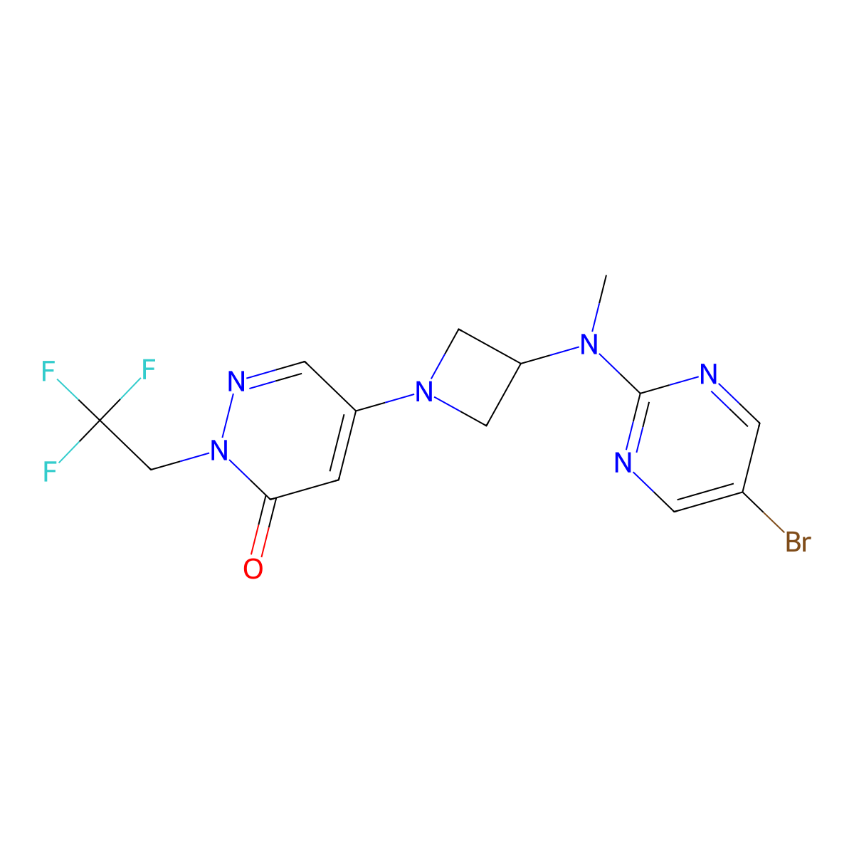 5-{3-[(5-Bromopyrimidin-2-yl)(methyl)amino]azetidin-1-yl}-2-(2,2,2-trifluoroethyl)-2,3-dihydropyridazin-3-one molecular structure, CAS 3054630-59-7