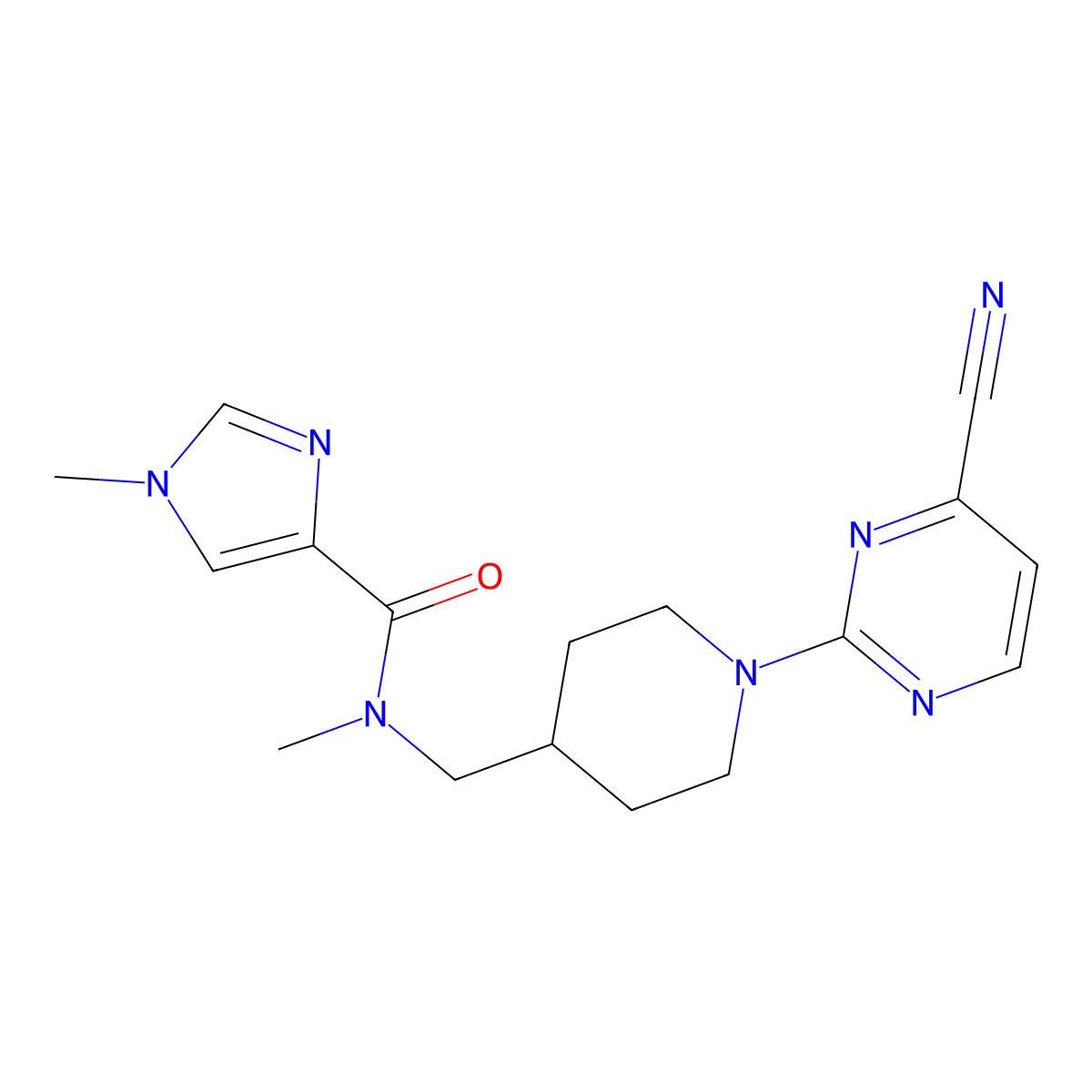N-{[1-(4-cyanopyrimidin-2-yl)piperidin-4-yl]methyl}-N,1-dimethyl-1H-imidazole-4-carboxamide molecular structure, CAS 3054630-61-1