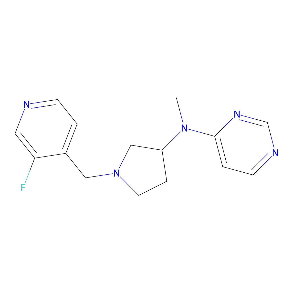 N-{1-[(3-fluoropyridin-4-yl)methyl]pyrrolidin-3-yl}-N-methylpyrimidin-4-amine molecular structure, CAS 3054630-62-2