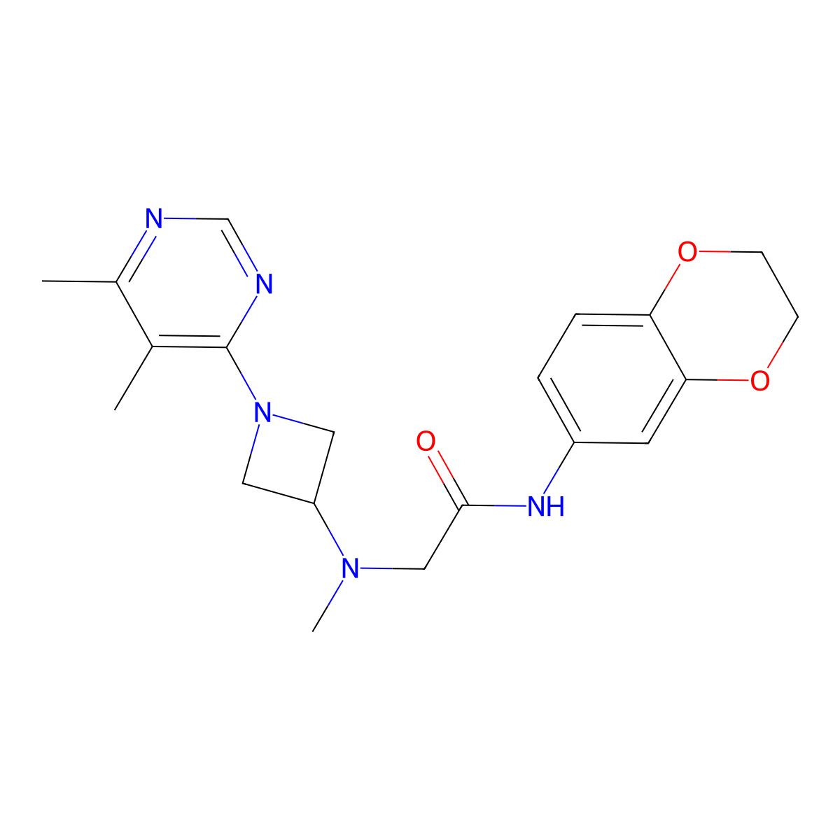 N-(2,3-dihydro-1,4-benzodioxin-6-yl)2-[[1-(5,6-dimethylpyrimidin-4-yl)azetidin-3-yl]-methylamino]acetamide molecular structure, CAS 3054630-66-6