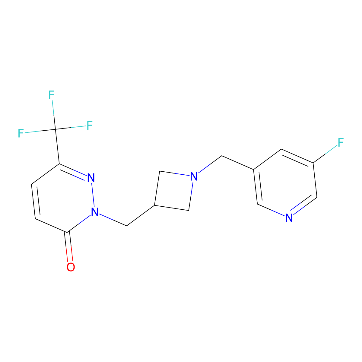 2-({1-[(5-Fluoropyridin-3-yl)methyl]azetidin-3-yl}methyl)-6-(trifluoromethyl)-2,3-dihydropyridazin-3-one molecular structure, CAS 3054630-69-9