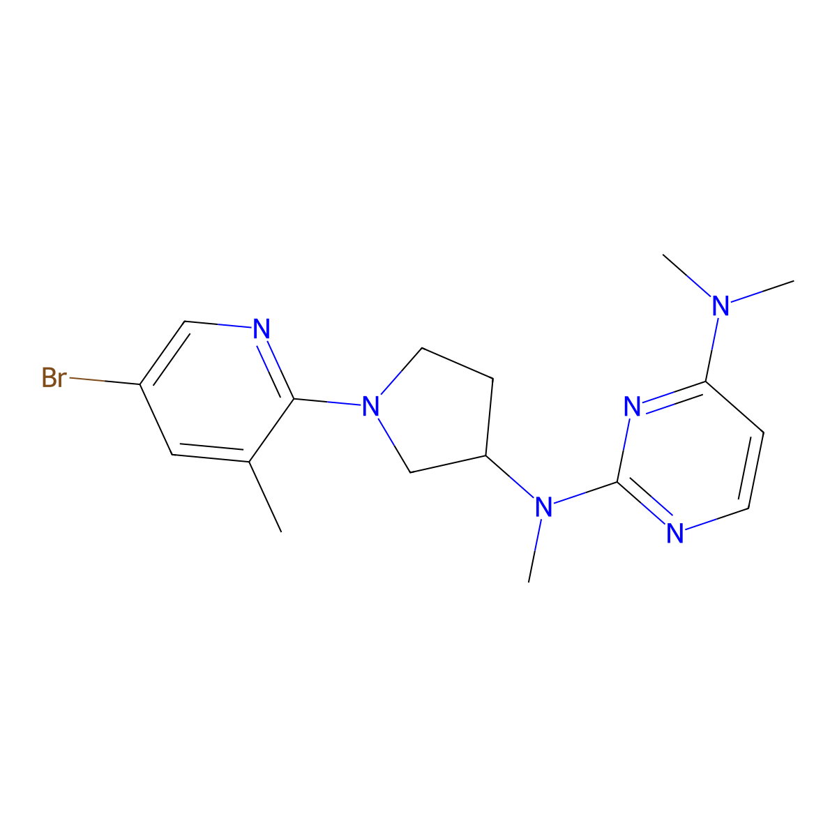 N2-[1-(5-bromo-3-methylpyridin-2-yl)pyrrolidin-3-yl]-N2,N4,N4-trimethylpyrimidine-2,4-diamine molecular structure, CAS 3054630-70-2