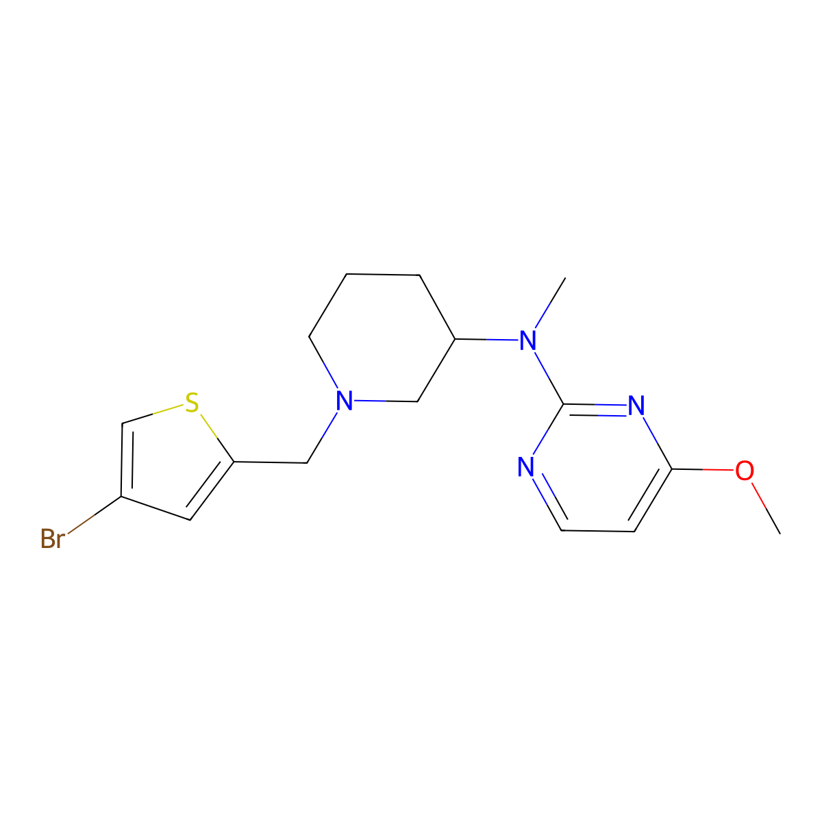 N-{1-[(4-bromothiophen-2-yl)methyl]piperidin-3-yl}-4-methoxy-N-methylpyrimidin-2-amine molecular structure, CAS 3054630-71-3