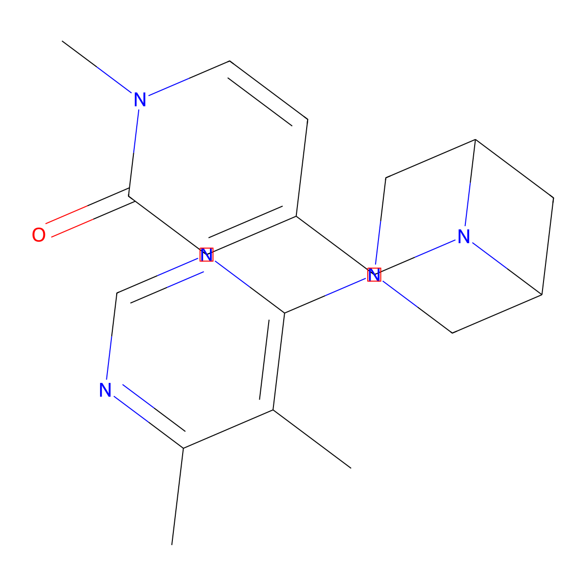 4-{[3-(5,6-Dimethylpyrimidin-4-yl)-3,6-diazabicyclo[3.1.1]heptan-6-yl]methyl}-1-methyl-1,2-dihydropyridin-2-one molecular structure, CAS 3054630-84-8