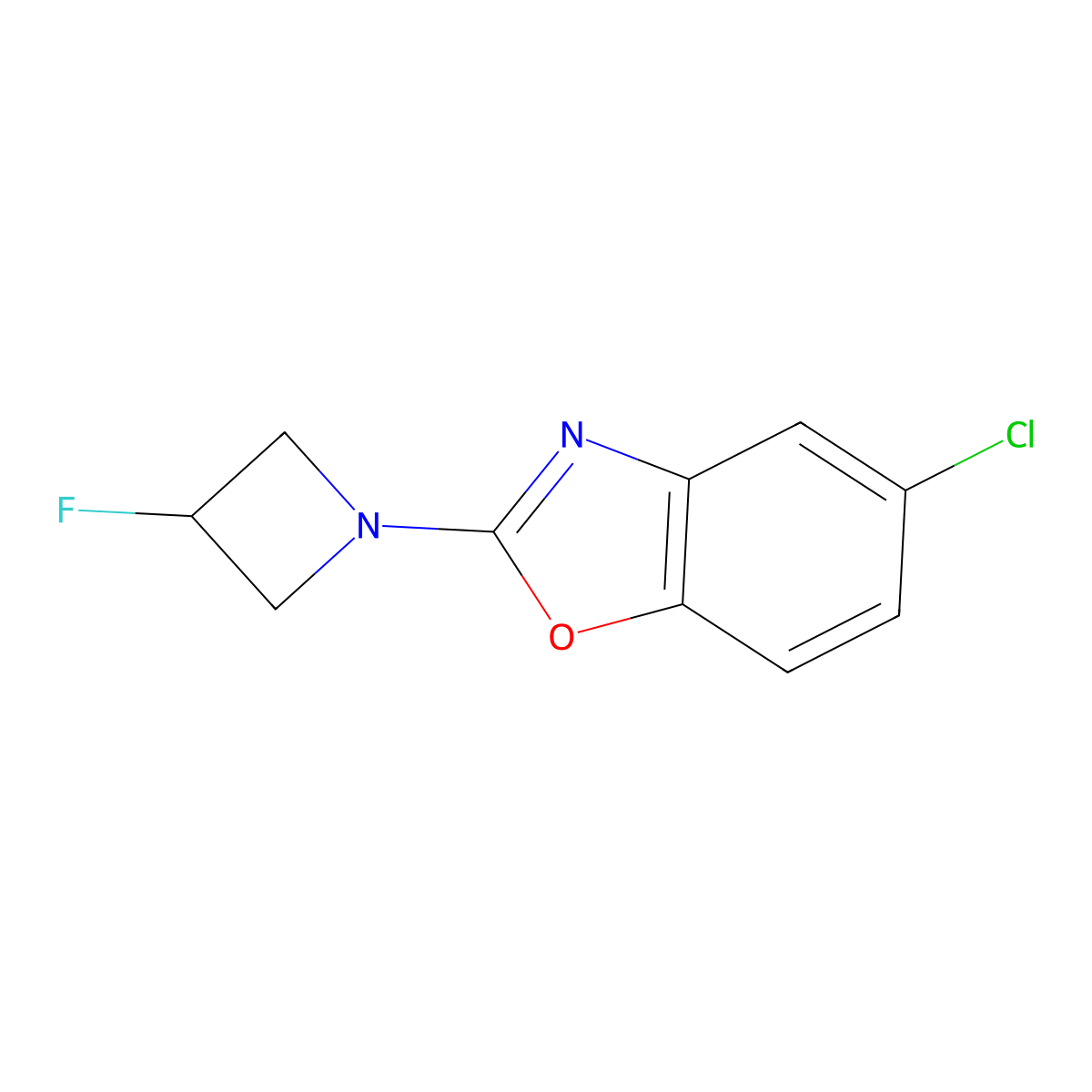 5-Chloro-2-(3-fluoroazetidin-1-yl)-1,3-benzoxazole molecular structure, CAS 3054630-89-3