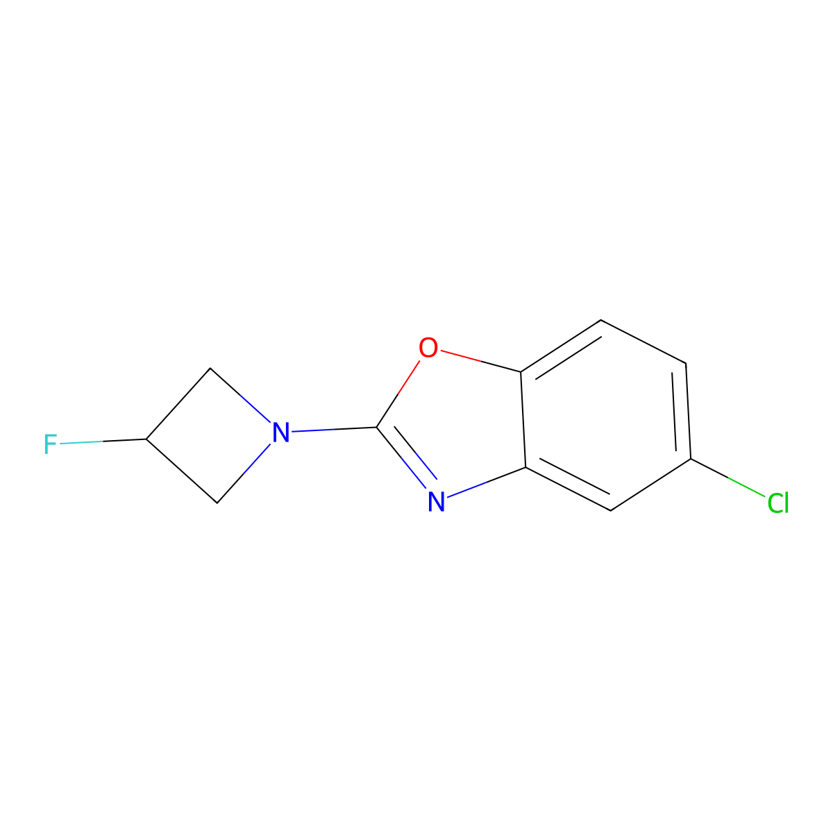 5-Chloro-2-(3-fluoroazetidin-1-yl)-1,3-benzoxazole molecular structure, CAS 3054630-89-3