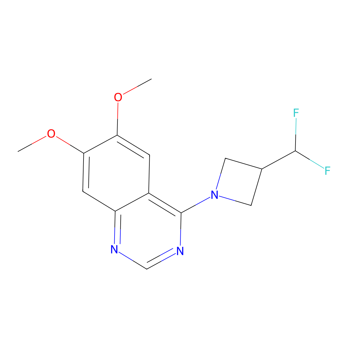 4-[3-(Difluoromethyl)azetidin-1-yl]-6,7-dimethoxyquinazoline molecular structure, CAS 3054630-90-6