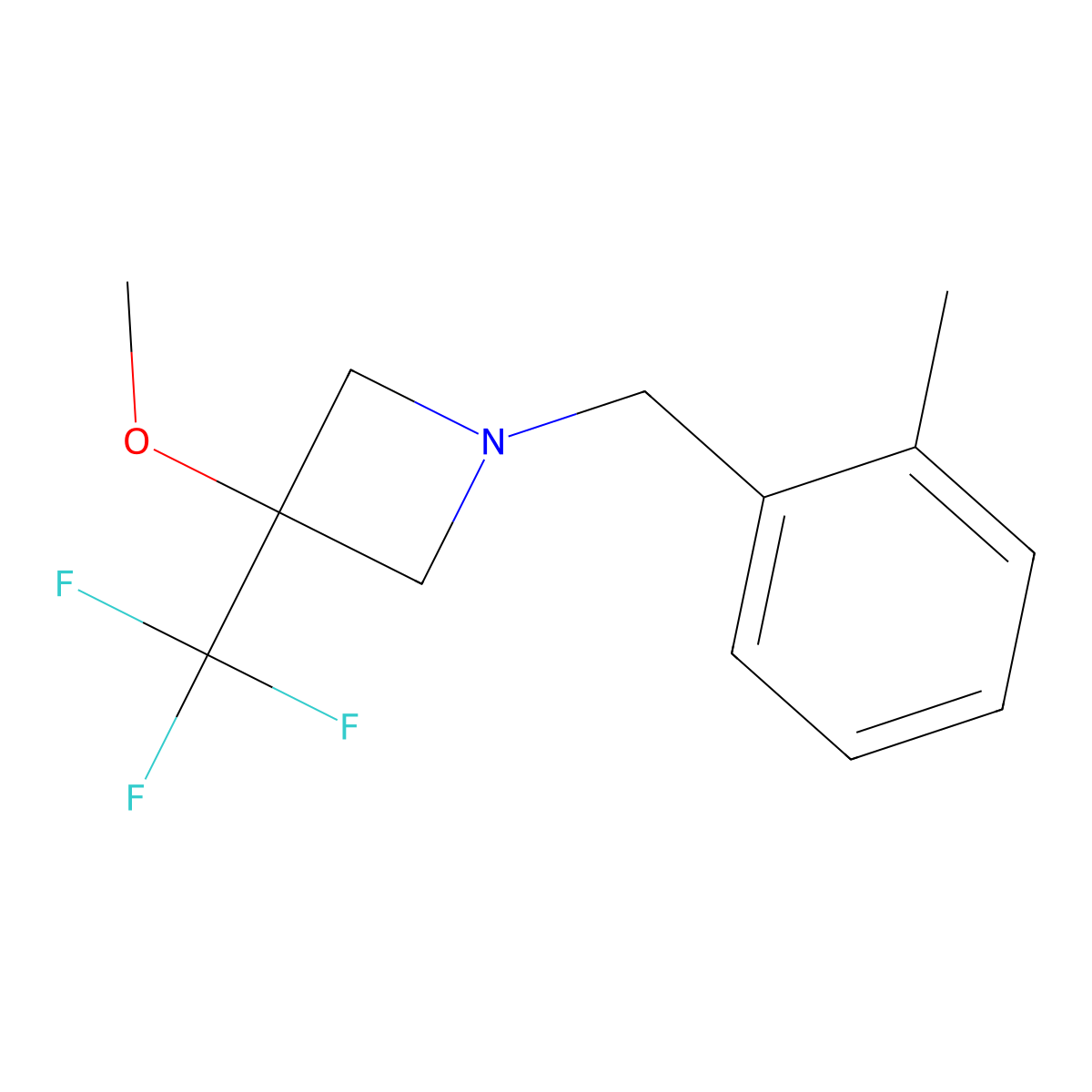 3-Methoxy-1-[(2-methylphenyl)methyl]-3-(trifluoromethyl)azetidine molecular structure, CAS 3054630-93-9
