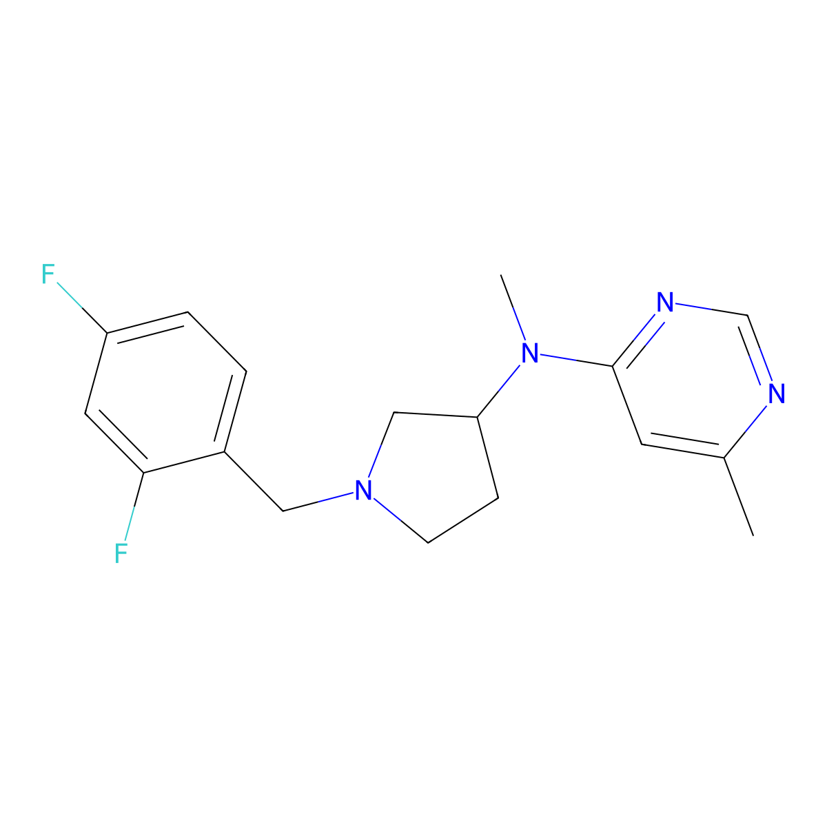 N-{1-[(2,4-difluorophenyl)methyl]pyrrolidin-3-yl}-N,6-dimethylpyrimidin-4-amine molecular structure, CAS 3054630-94-0