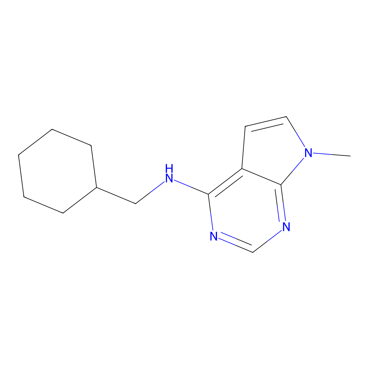 N-(cyclohexylmethyl)-7-methyl-7H-pyrrolo[2,3-d]pyrimidin-4-amine molecular structure, CAS 3054630-98-4
