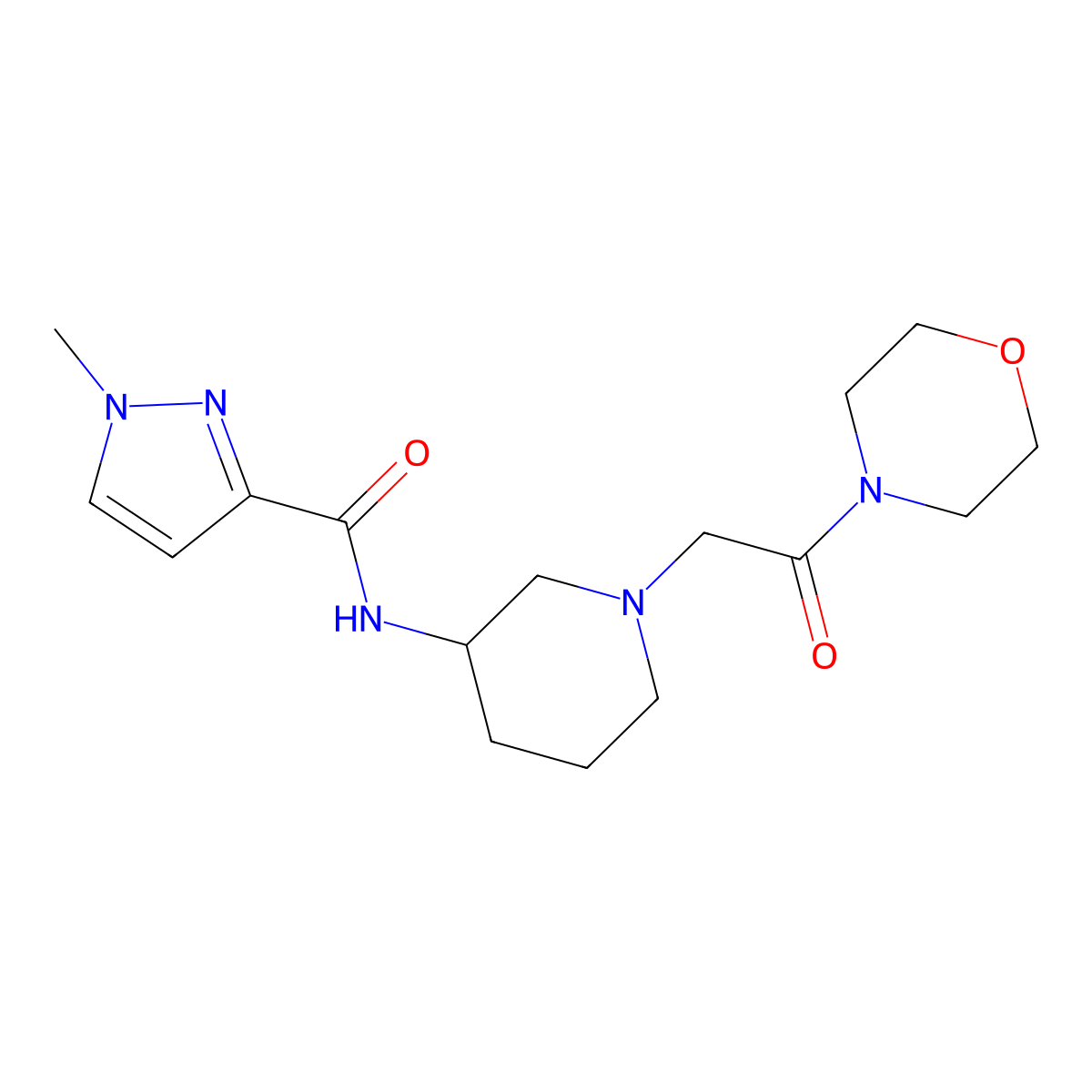 1-methyl-N-{1-[2-(morpholin-4-yl)-2-oxoethyl]piperidin-3-yl}-1H-pyrazole-3-carboxamide molecular structure, CAS 3054630-99-5