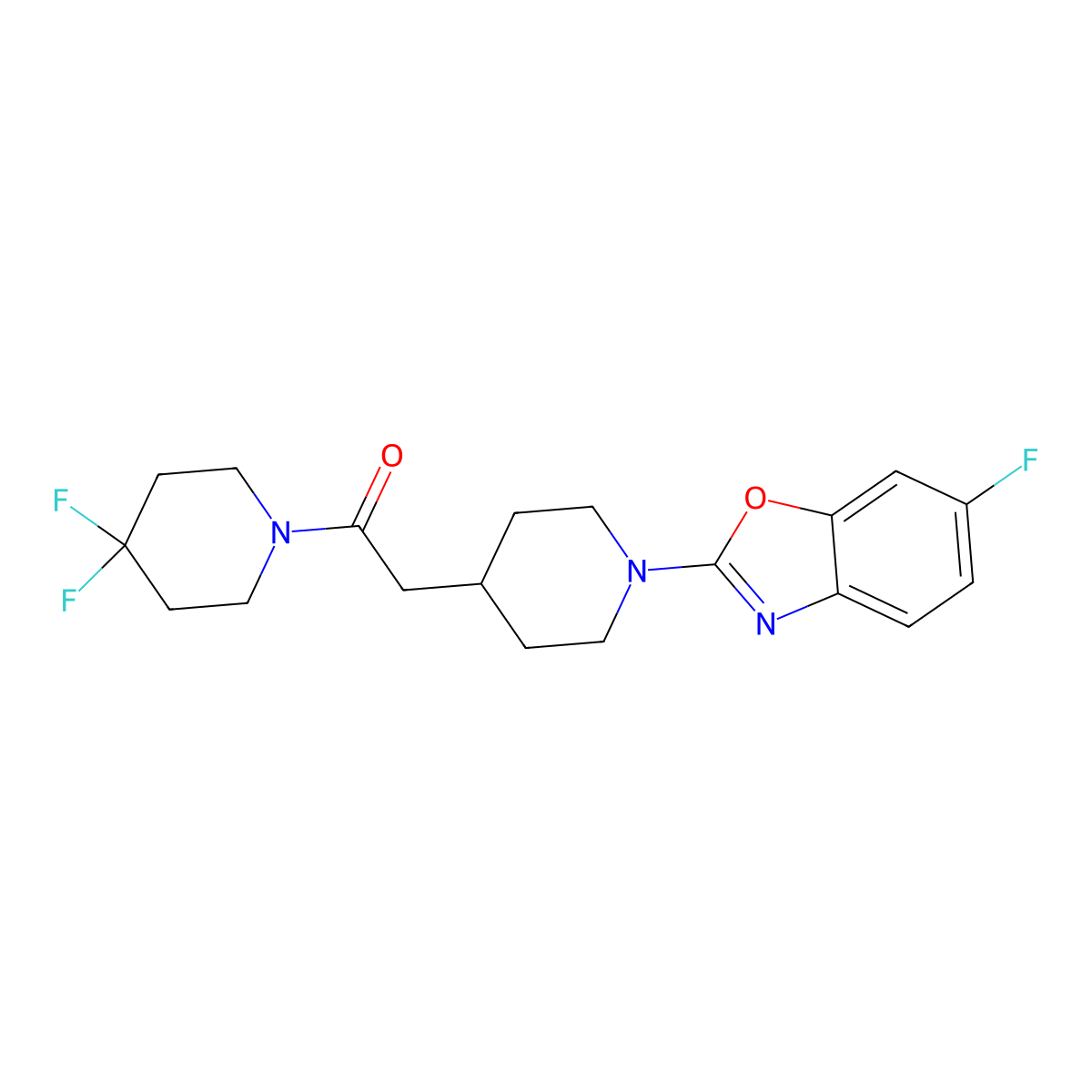 1-(4,4-Difluoropiperidin-1-yl)-2-[1-(6-fluoro-1,3-benzoxazol-2-yl)piperidin-4-yl]ethan-1-one molecular structure, CAS 3054631-00-1